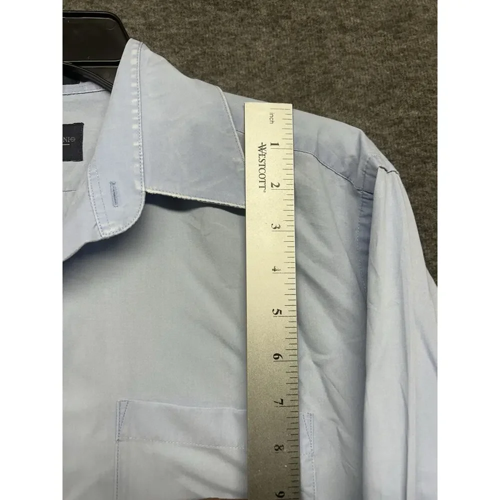 GiorGio Brutini Long Sleeve Button Up Shirt Men Medium Blue Solid Pocket. - Picture 2 of 6